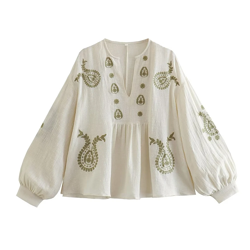 Embroidery On Shirt - Женская новая свободная хлопковая рубашка с