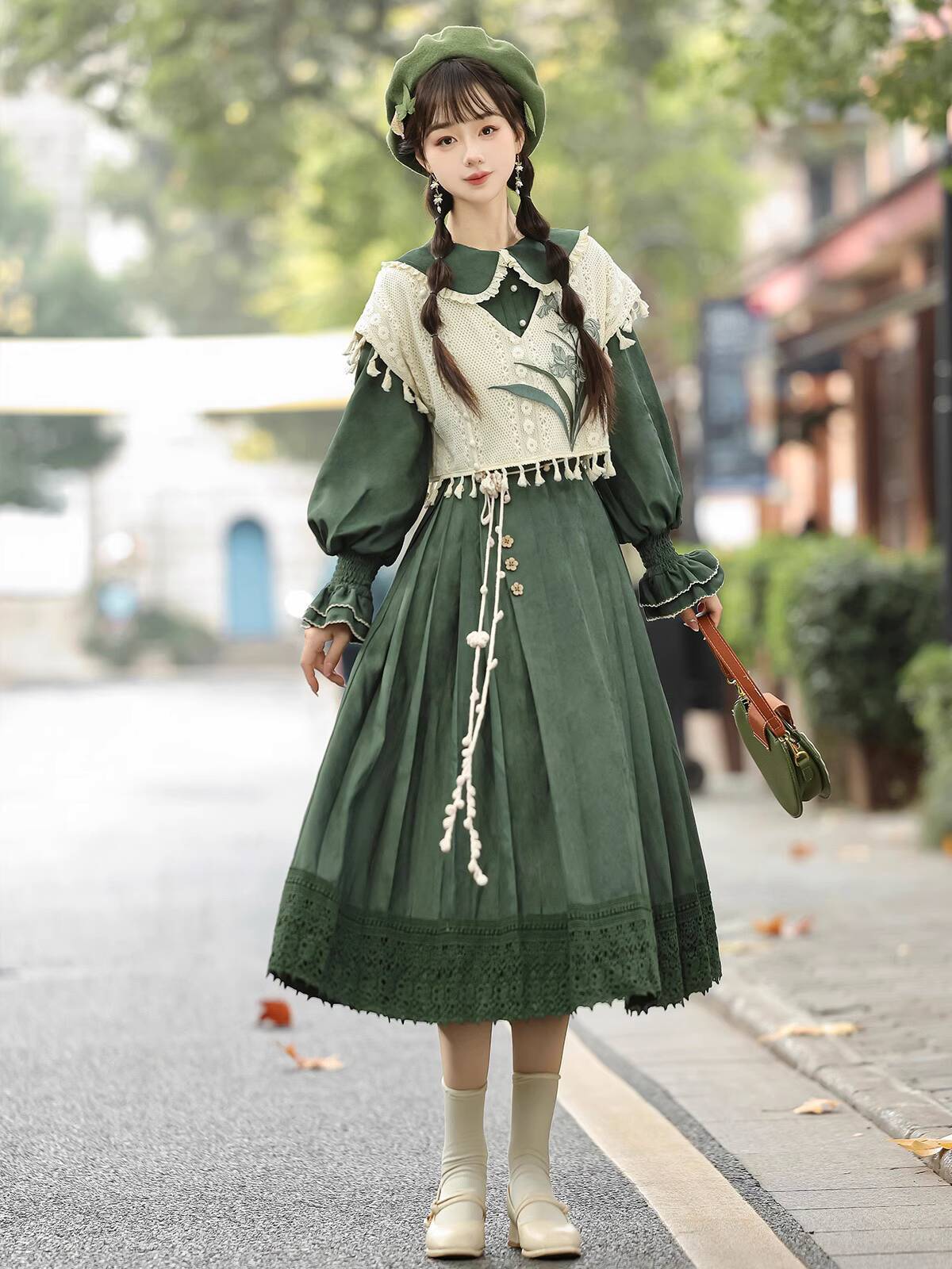Embroidery Style - Новый винтажный зеленый комплект платья Лолиты