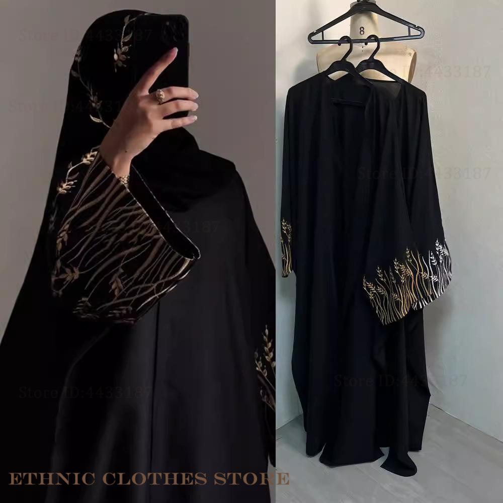 Embroidery Kaftan - Мусульманское женское платье, элегантное черное длинное