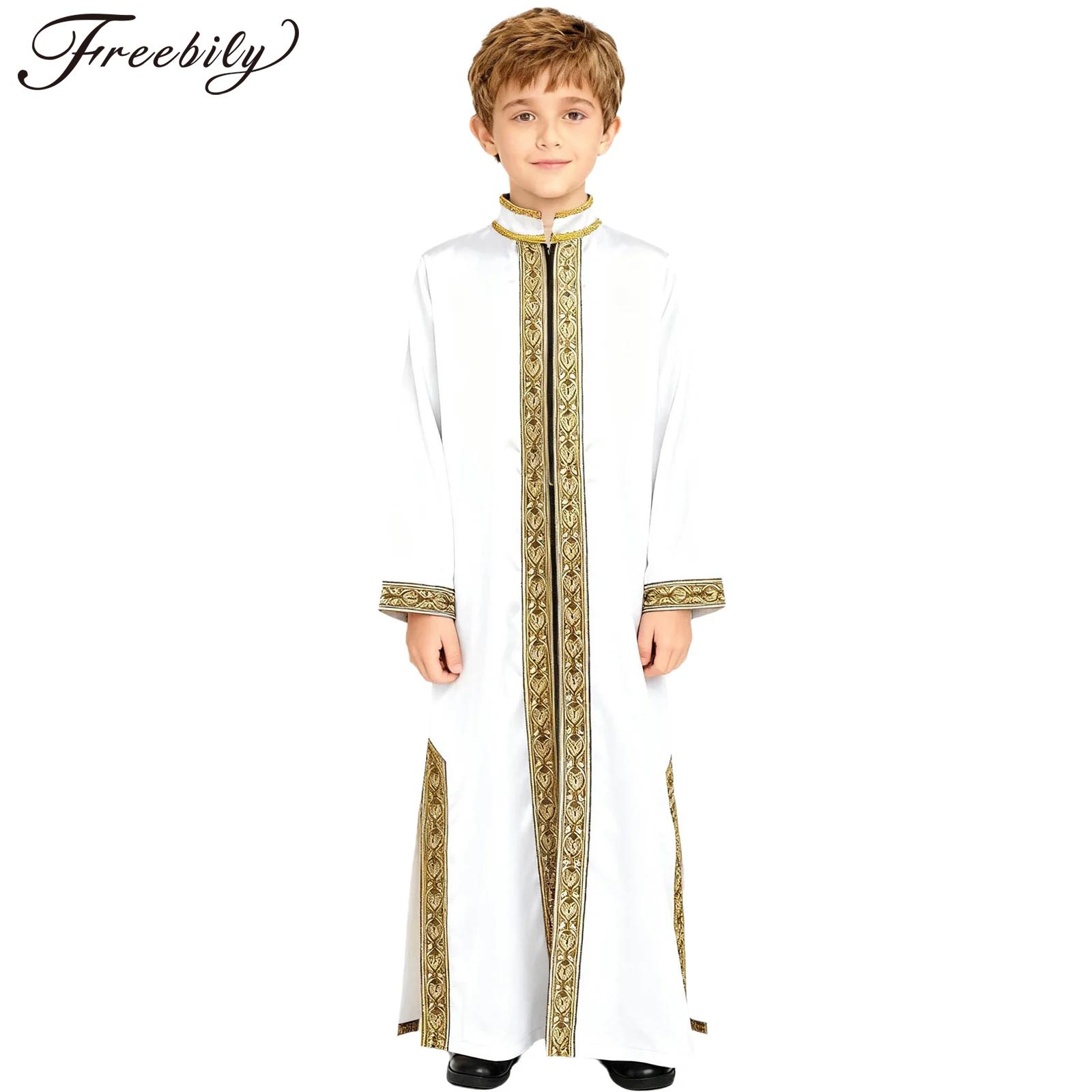 Embroidery Kaftan - Мальчики с золотой вышивкой, макси-мусульманский Тобе,