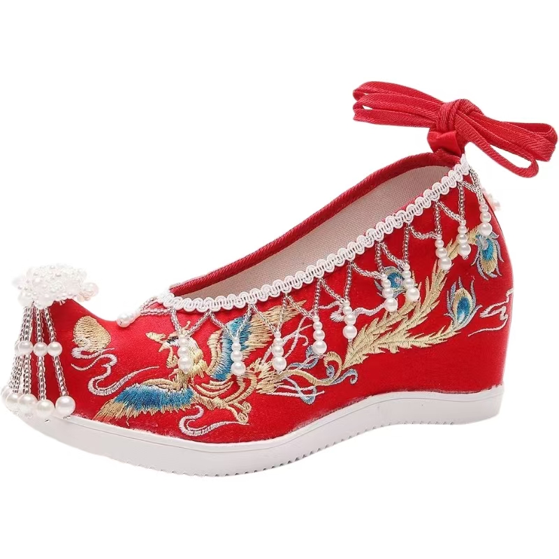 Embroidery Style - Женские новые красные свадебные туфли с