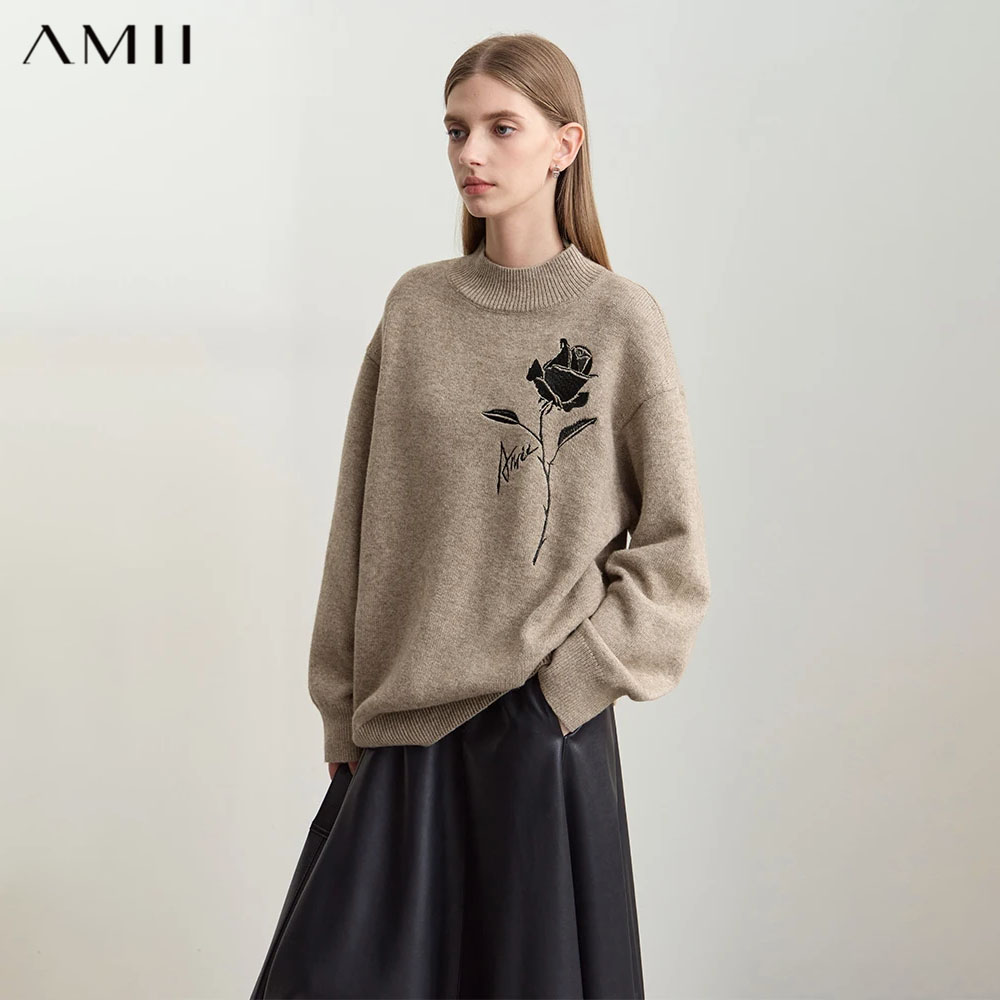Embroidery Rose - Свитер Amii для женщин на осень-зиму,