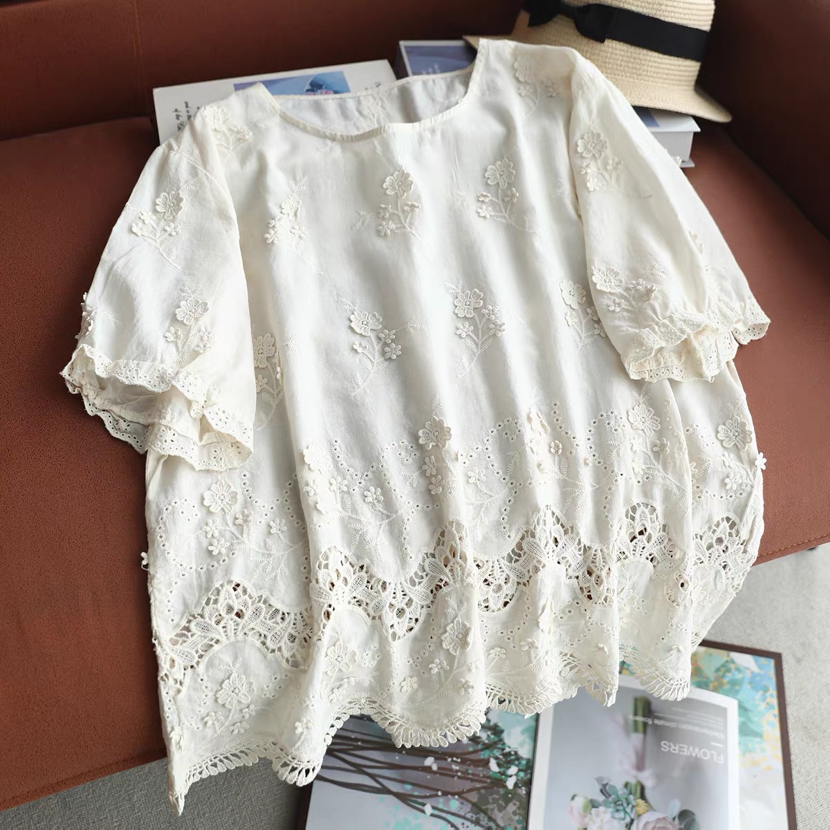 Женская винтажная белая хлопко – обзор и цена Embroidery Eyelet