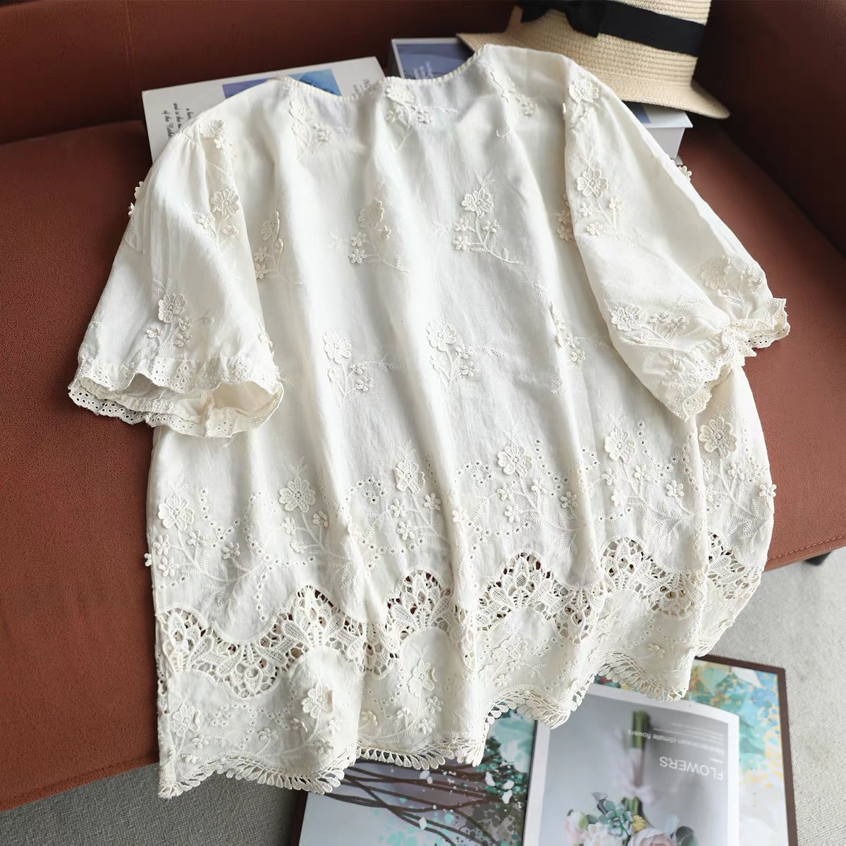 Женская винтажная белая хлопко – обзор и цена Embroidery Eyelet