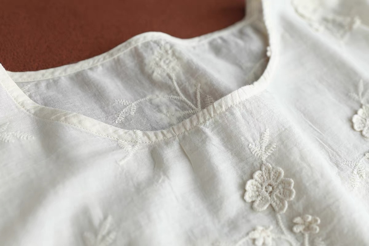 Женская винтажная белая хлопко – обзор и цена Embroidery Eyelet