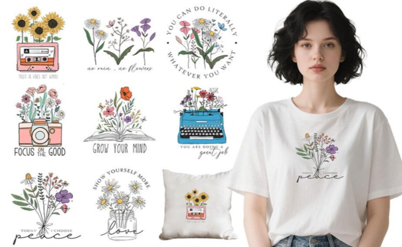Мультяшные цветочные термонакл – обзор и цена Embroidery Tshirt