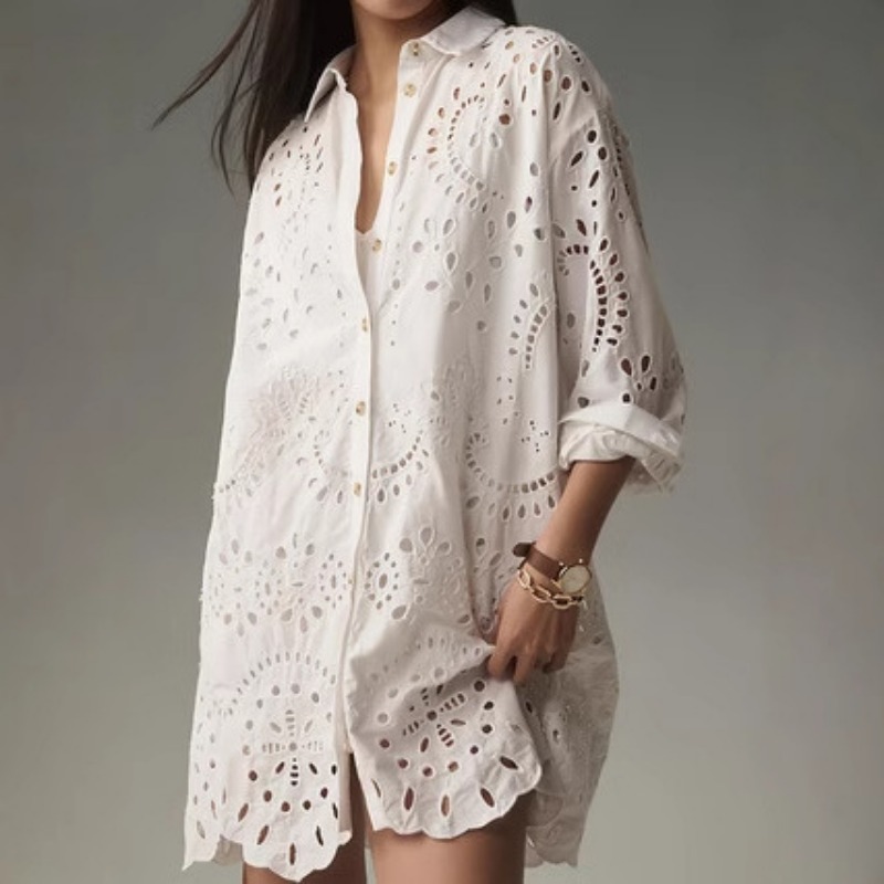 Женское платье-рубашка с вышив – обзор и цена Embroidery Eyelet