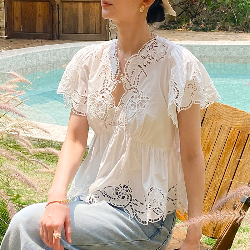 Женская летняя блузка во франц – обзор и цена Embroidery Eyelet