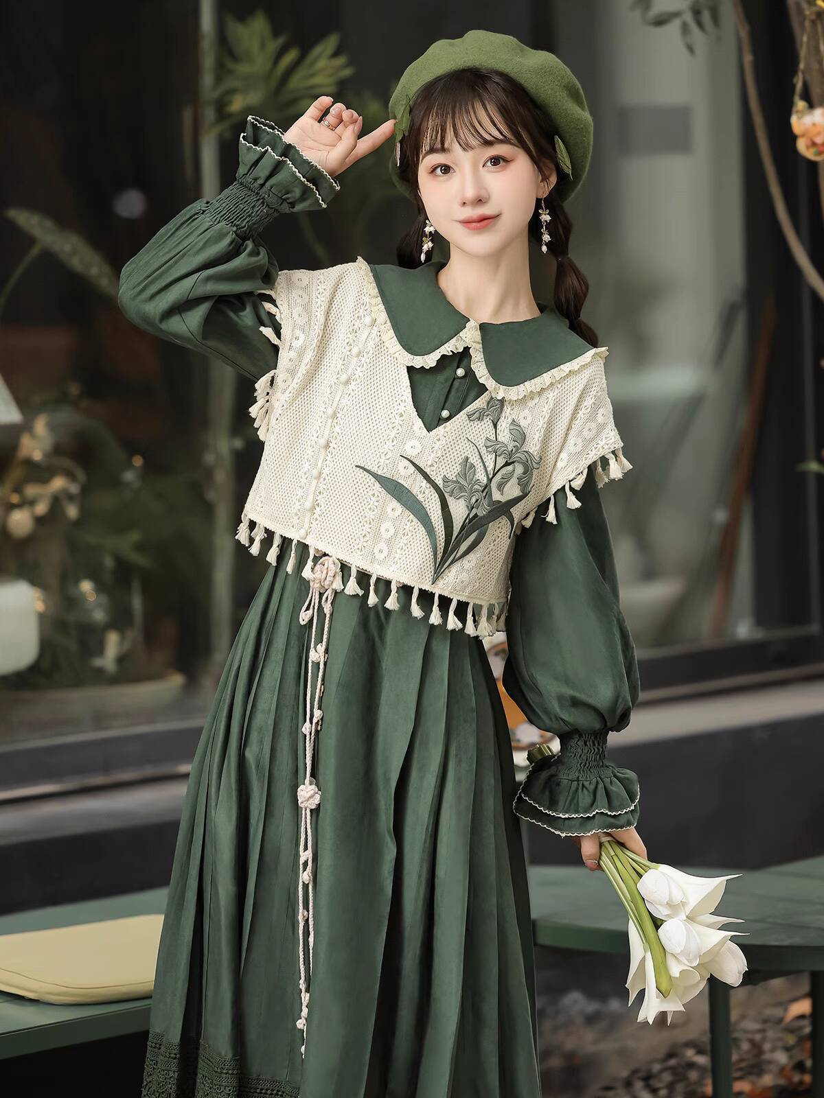Новый винтажный зеленый компле – обзор и цена Embroidery Style
