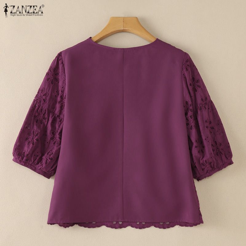 ZANZEA 2026 Женские блузки с в – обзор и цена Embroidery Eyelet