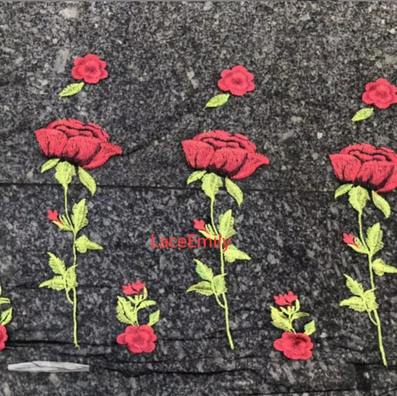 Красная роза Кружевная ткань с – обзор и цена Embroidery Rose