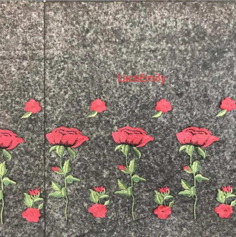 Красная роза Кружевная ткань с – обзор и цена Embroidery Rose