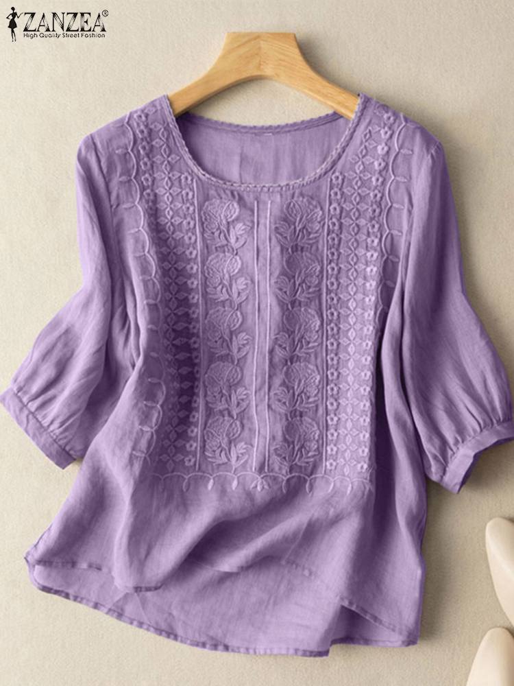 ZANZEA элегантные женские блуз – обзор и цена Embroidery On Shirt