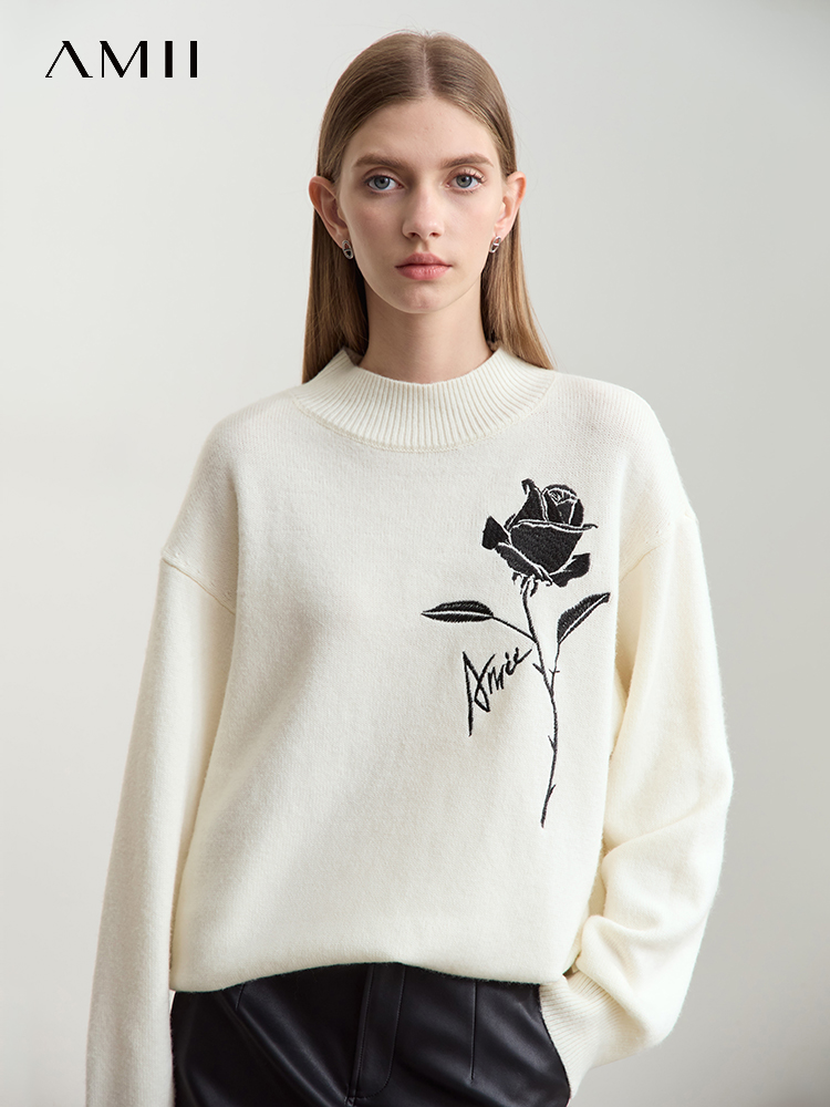 Свитер Amii для женщин на осен – обзор и цена Embroidery Rose